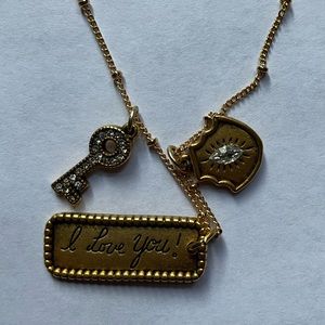 Sequin NY 3 charm gold necklace *New*